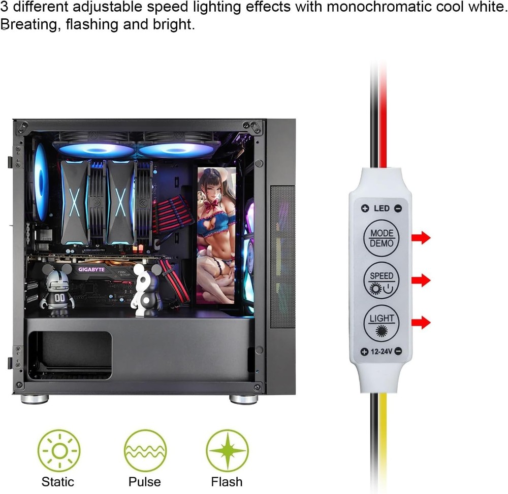 Vertical Display Board LED PC Panel | 2K HD Screen Mod Light Kit (Vetroo A6)