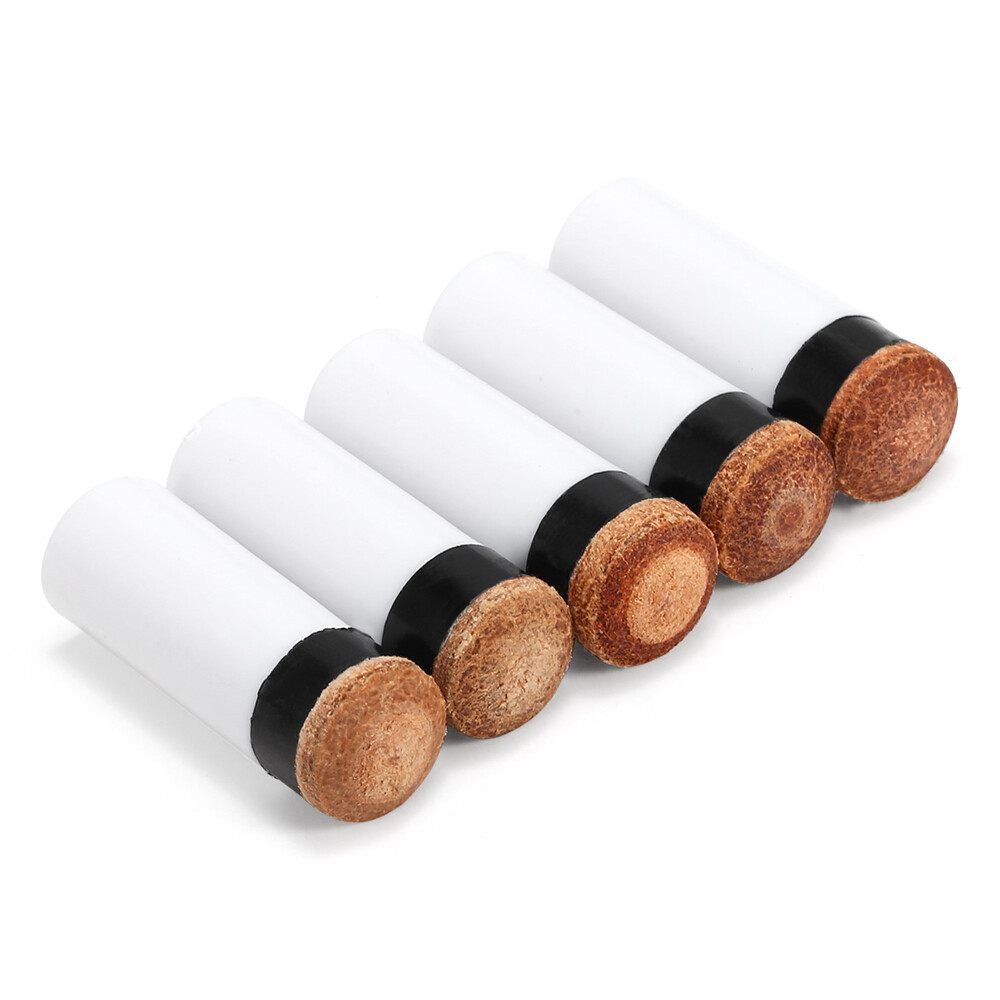5PCS Screw-on Tips with Pool Stick Ferrules Billiard Head Y0W3