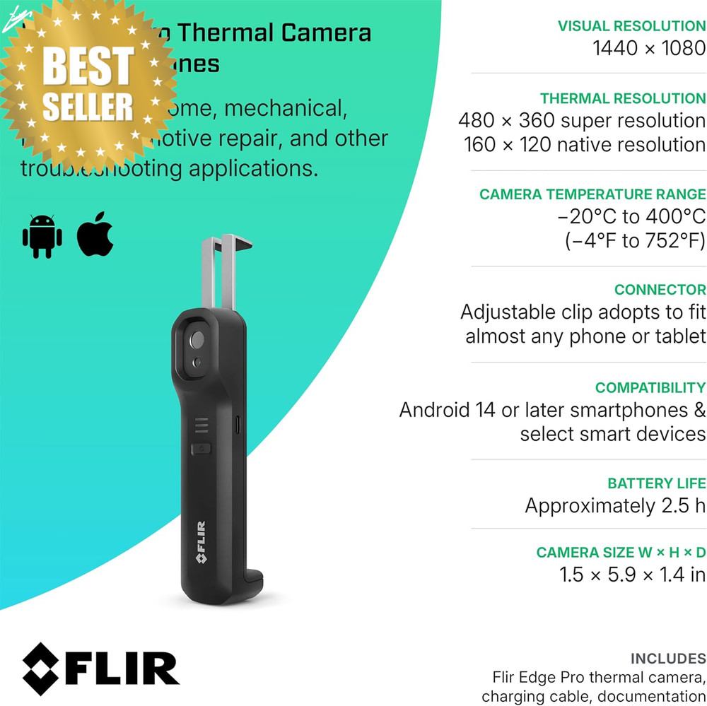 Edge Pro Thermal Camera 480x360 160x120 IR Bluetooth iOS Android Phone