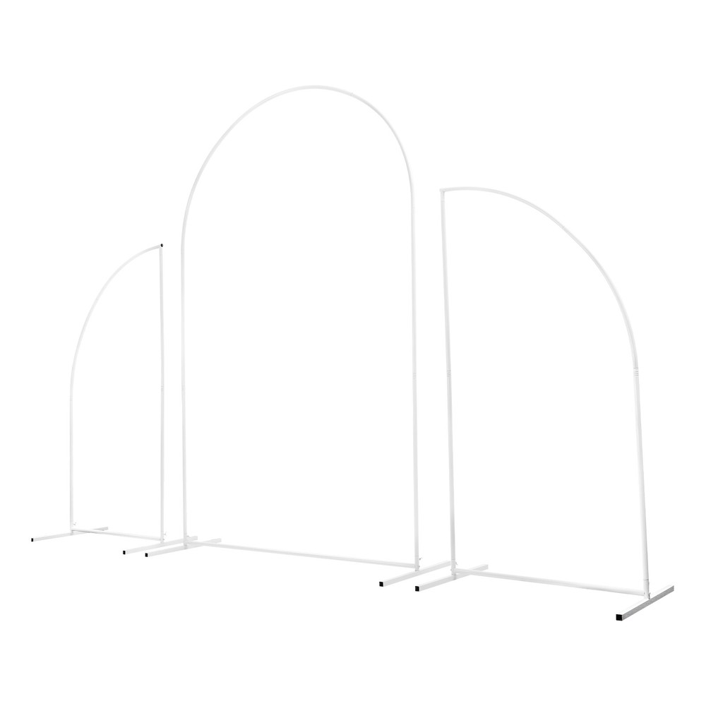 3X White Arch Backdrop Stand Set Wedding Arch Stand Backdrop Decor with Covers