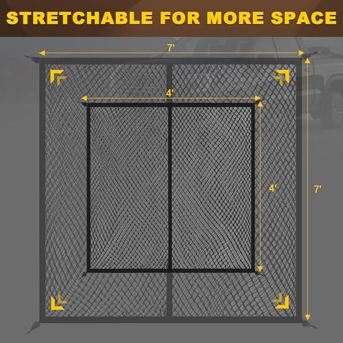 Truck Bed Cargo Net, Highly Elastic Double-Layered Double Layer Grid