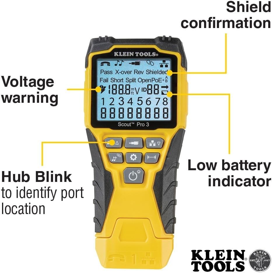 Klein Tools VDV501-851 Cable Tester with Backlit LCD Display