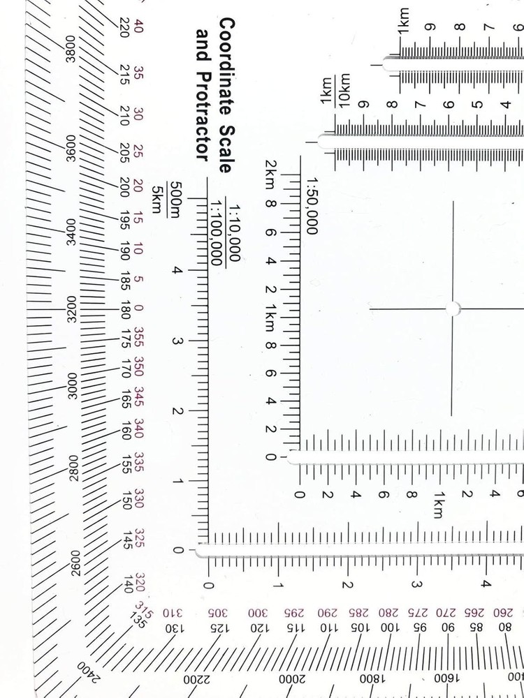 Military Map Reading Tool Plastic Scale Grid Protractor Land Navigation