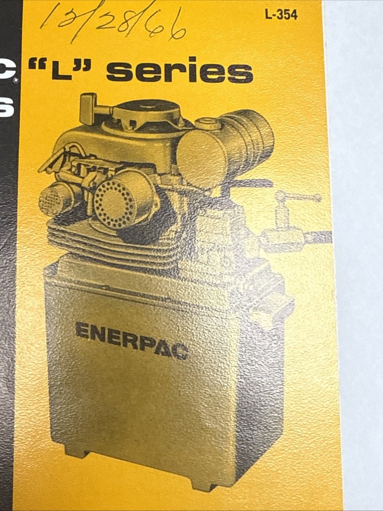 Vintage Enerpac Tools Catalog Hydraulic Pump 🇺🇸 Excellent