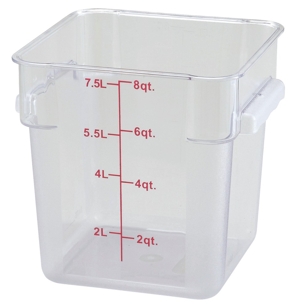8qt Square Storage Container, Clear, PC (12 Each)