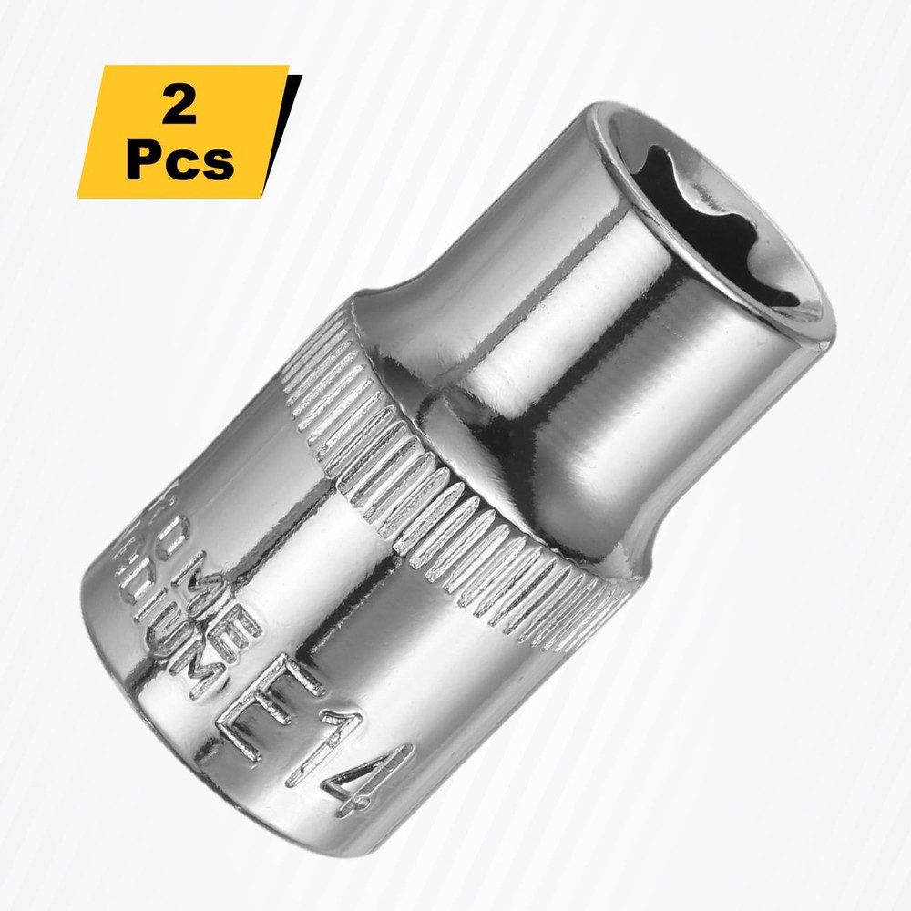 HARFINGTON 2pcs E-Torx Socket 1/2" Drive E14 External Torx Deep x