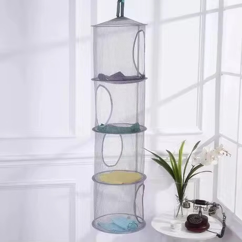 Foldable Plush Animal Storage Net 4 Compartments Hanging Mesh Toy Storage Hammoc