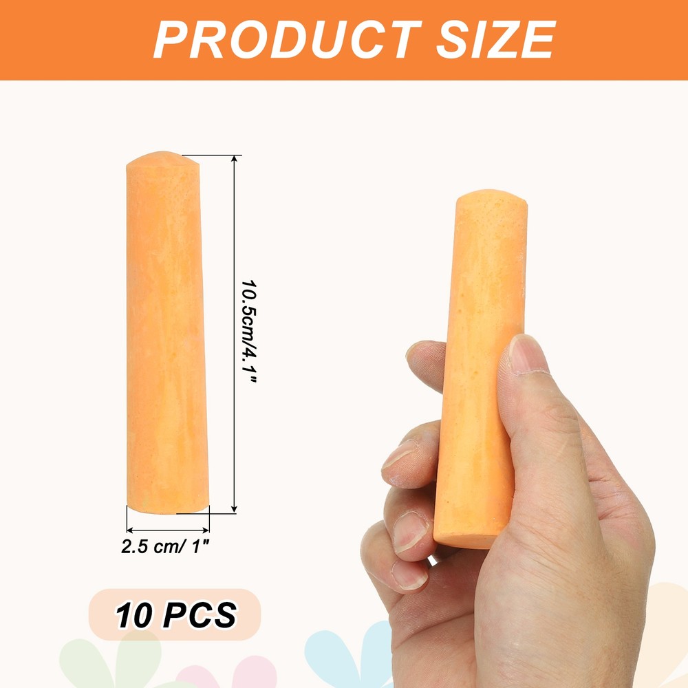 10 Pieces Chalk, Large Solid Orange Chalk for Outdoor