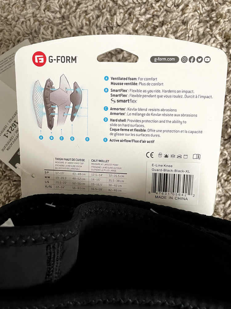 G-Form E-Line Knee Guards - Black XL