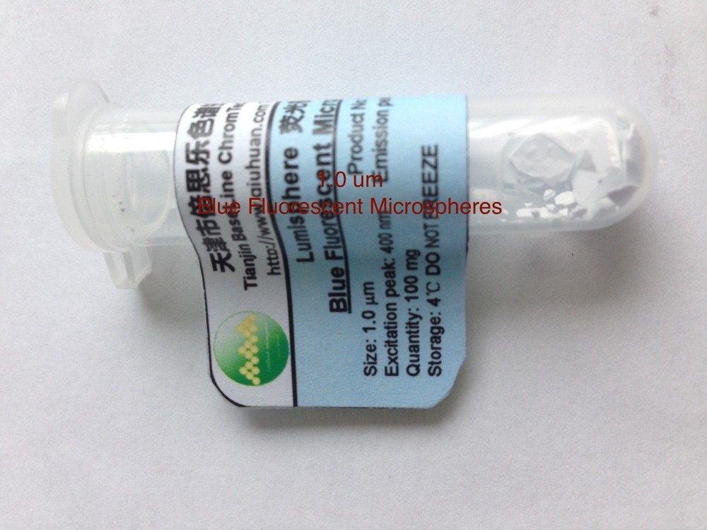 Blue Fluorescent Monodispersed Polystyrene Microspheres PS Beads Size 1, 5,10 um