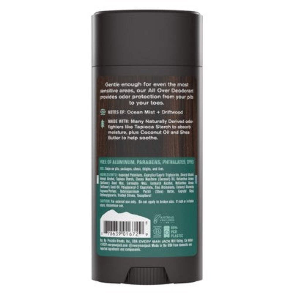Every Man Jack All Over Solid Deodorant Coastal Surf 2.6oz - New