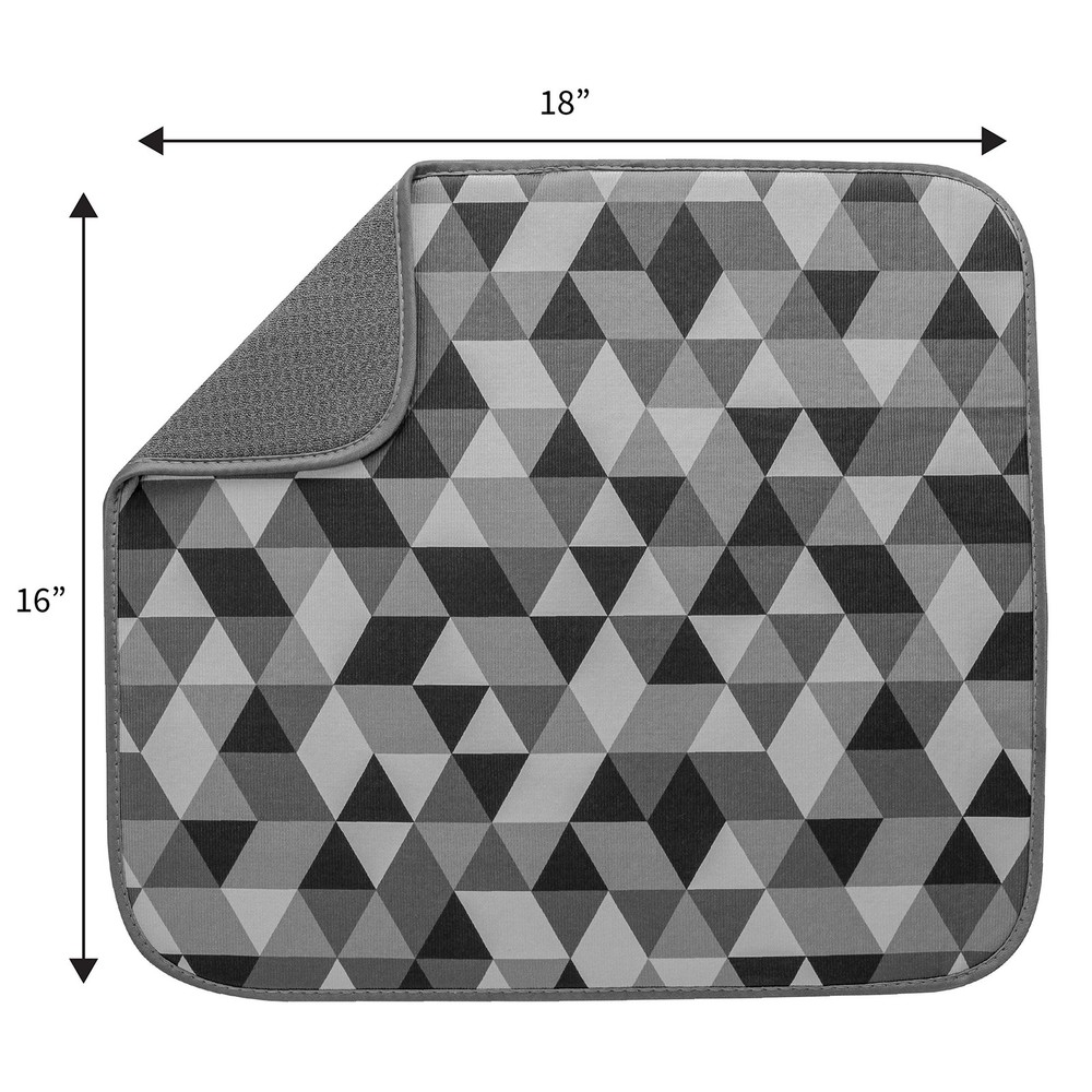 S&T INC. Dish Drying Mat for Kitchen, Absorbent, 16" x 18", Triangles