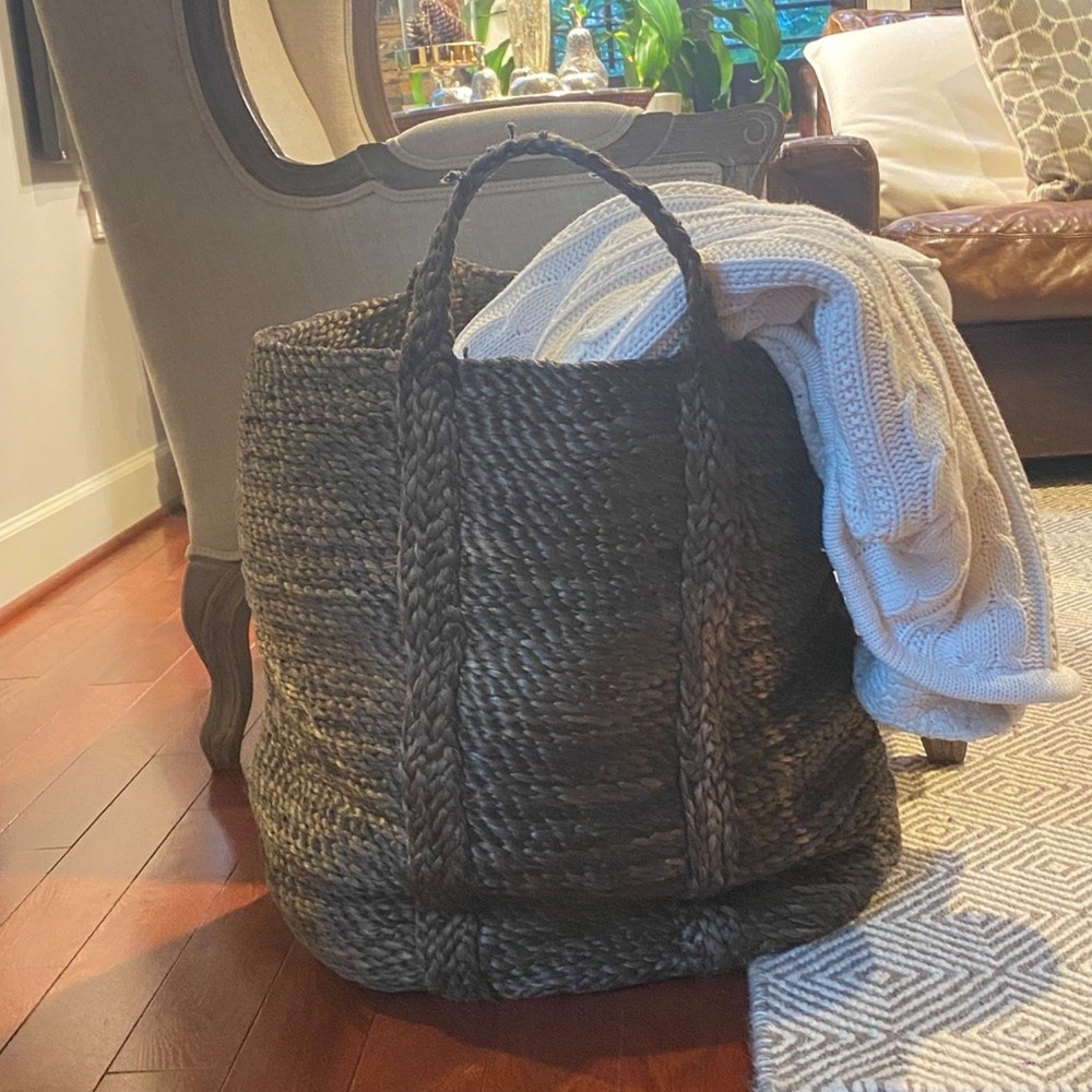 Handwoven Charcoal Jute Basket Storage