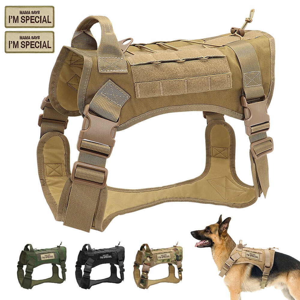 Tactical Dog Harness for Hiking Training No Pull Working Vest & Leash Adjustable