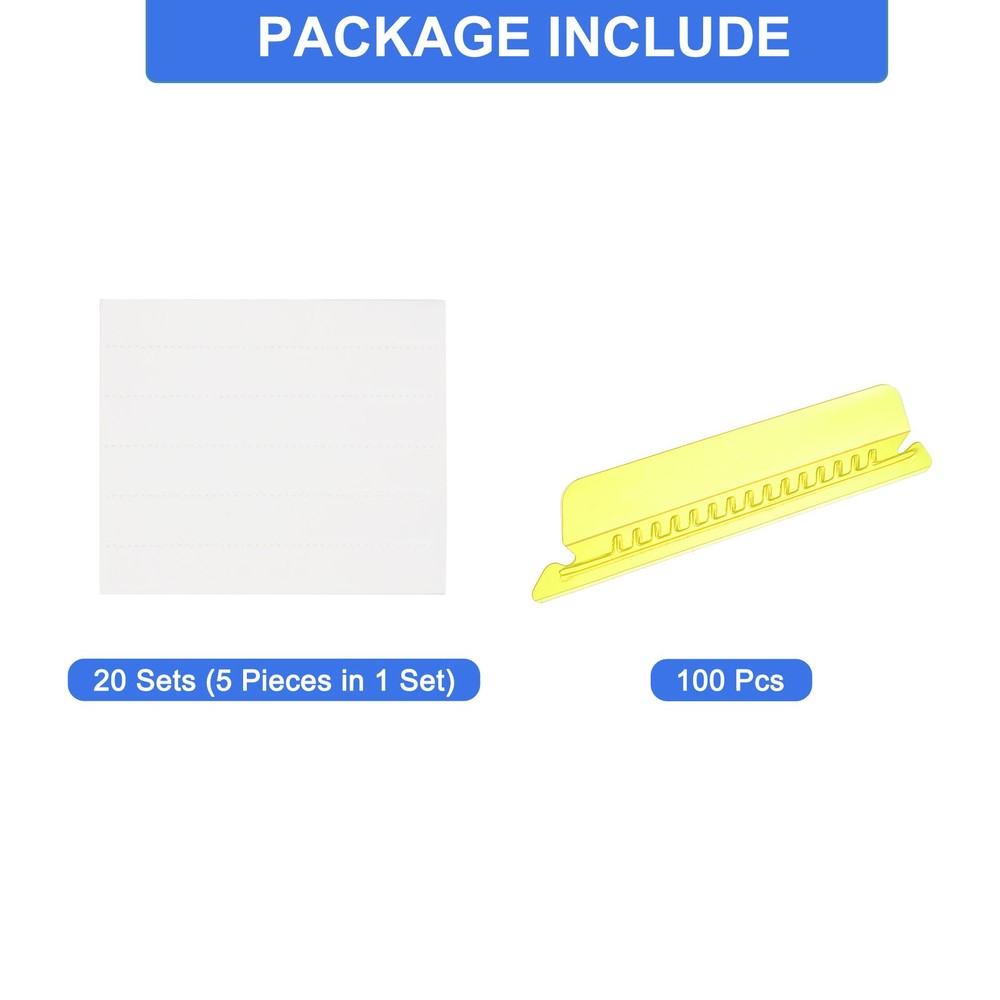 Hanging File Folder Tabs, 4 Inch File Folder Tabs and Inserts, Yellow, 100 Pcs