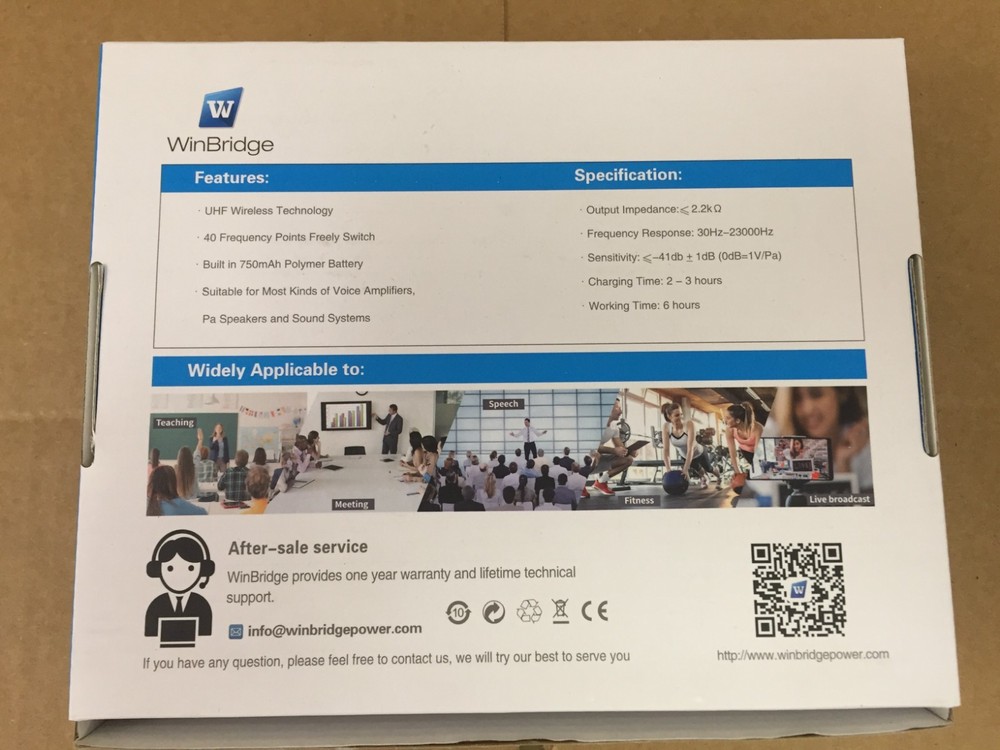 WINBRIDGE U7 Wireless Lavalier Microphone Set w/Receiver/Transmitter/Microphones