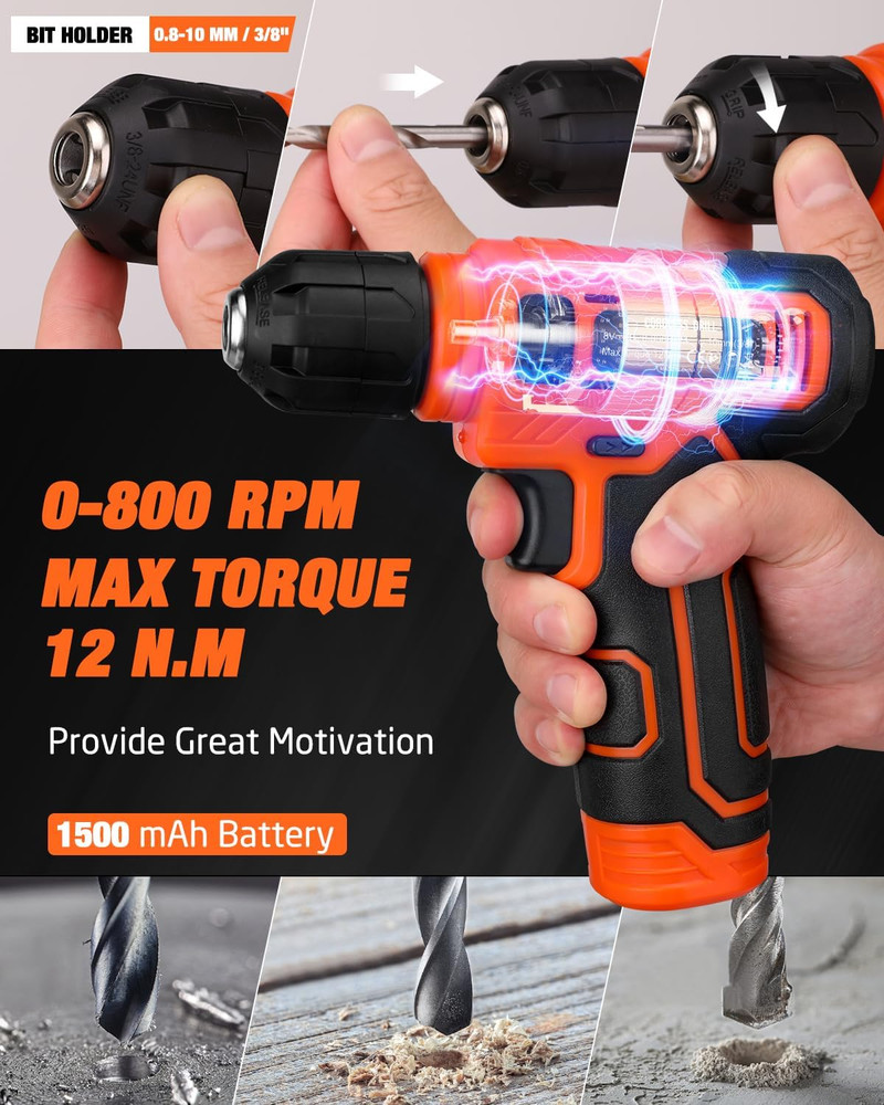 139-Piece Tool Set - Tool Kit with 8V Cordless Drill Driver in Toolbox Storage C