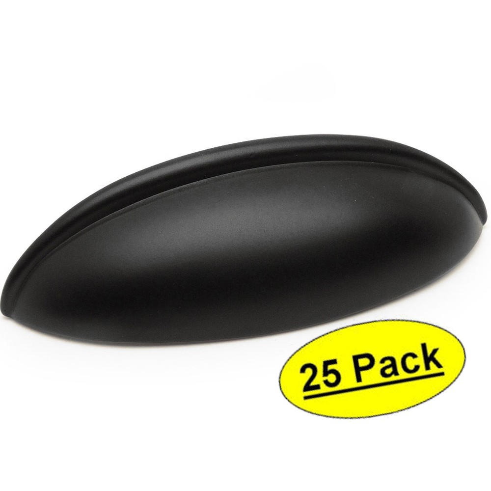 *25 Pack* Cosmas Cabinet Hardware Flat / Matte Black Cup Pulls #1399FB
