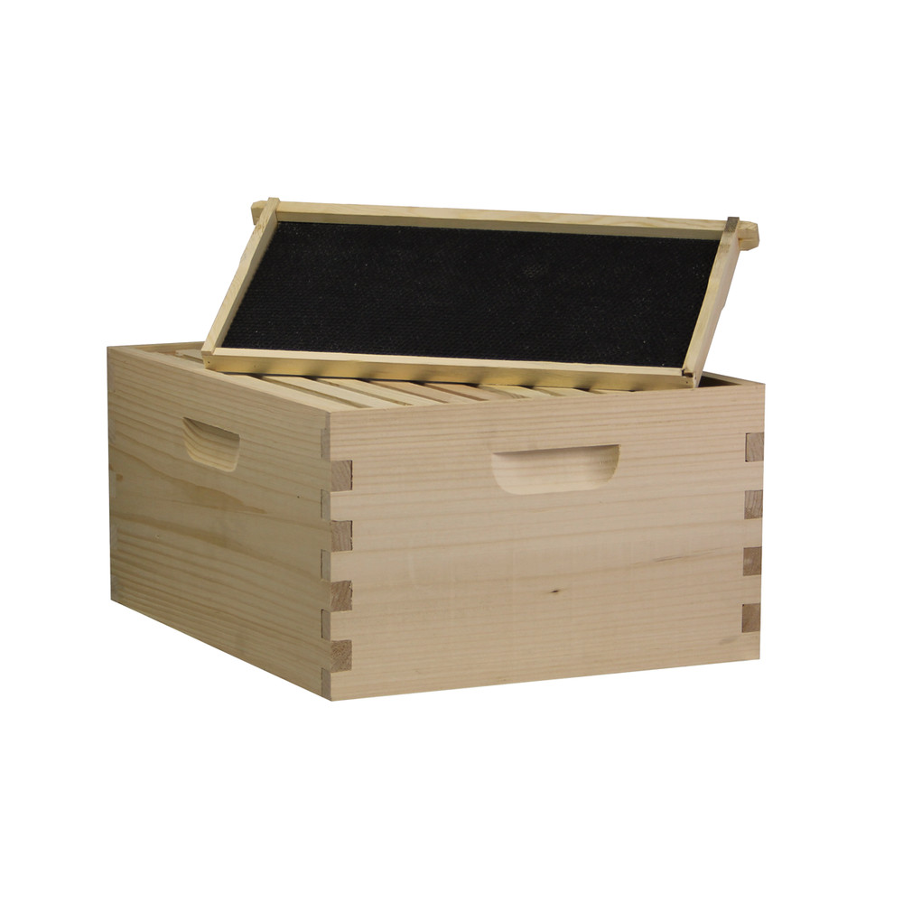 10 Frame Complete Beehive Kit – Amish-Made with 2 Deep & 1 Medium Boxes, Frames