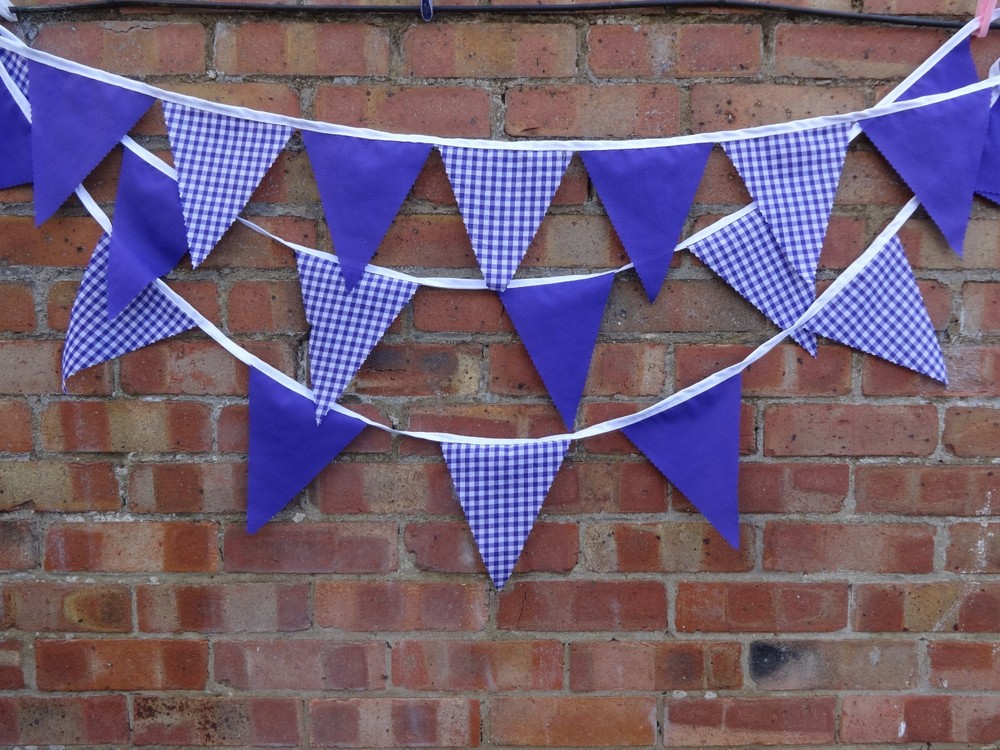 gingham & plain bunting 2 different styles fabric bunting celebration per meter
