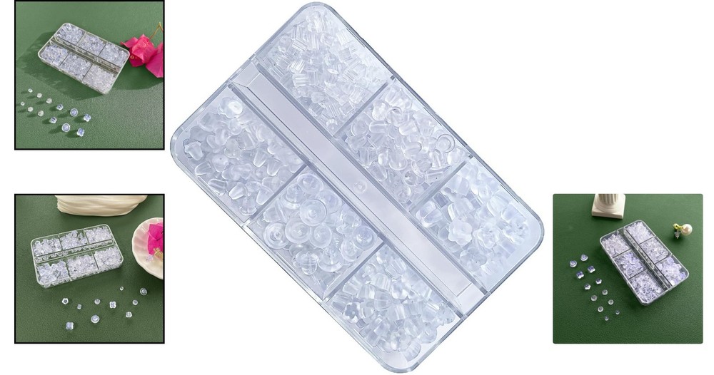 6 Assorted Clear Silicone Earring Backs - Hypoallergenic & Secure Clutch Design
