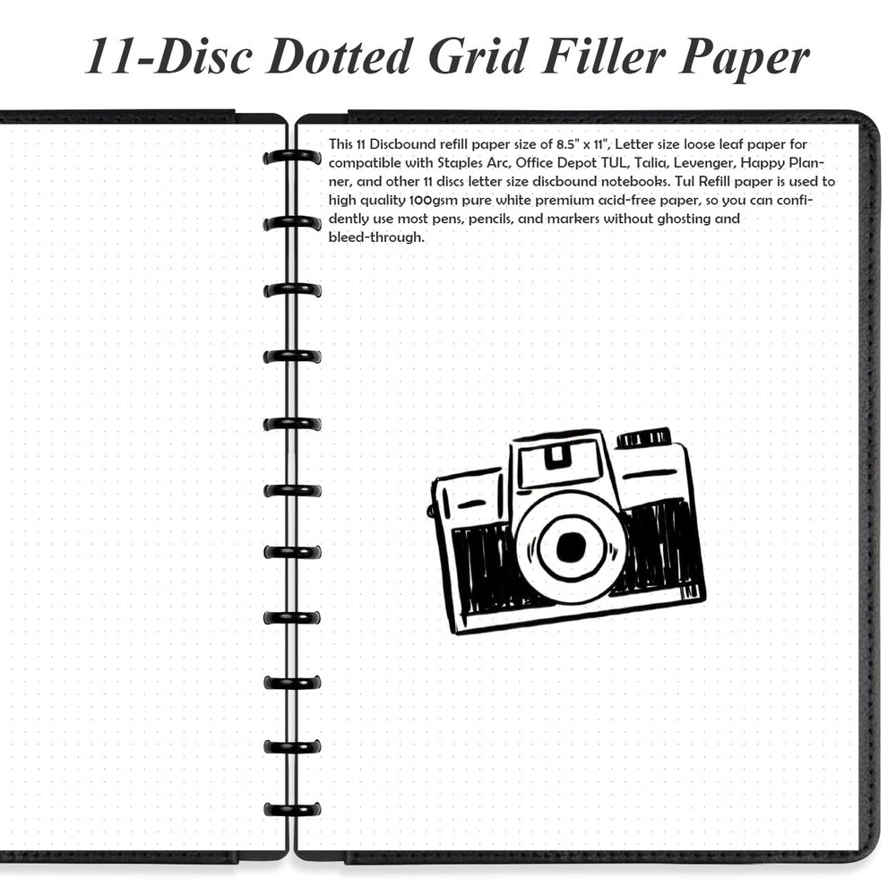 A4 TUL Discbound Dotted Refill Paper, 11-Disc Dot Grid 100 Sheets, White