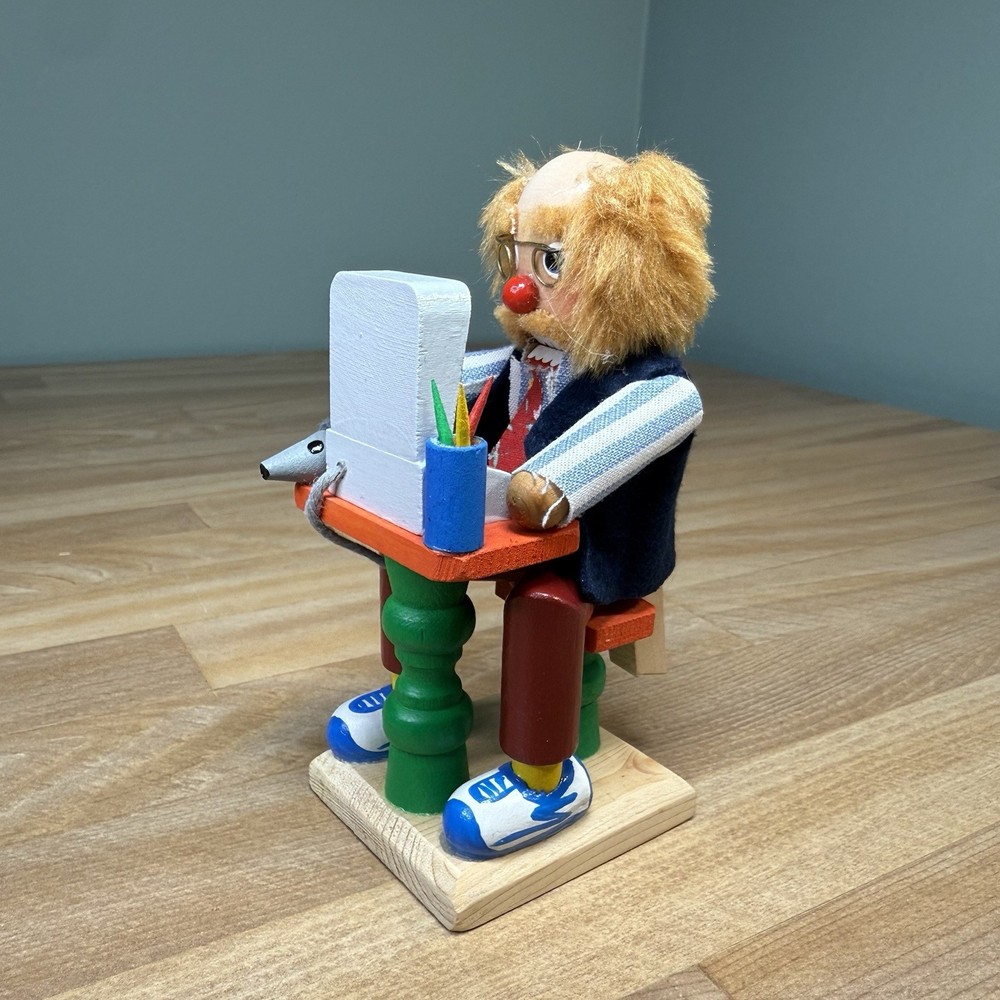 VTG ZUBER Wood Nutcracker MAN COMPUTER Work From Home 317/5000 Signed 5” Mouse