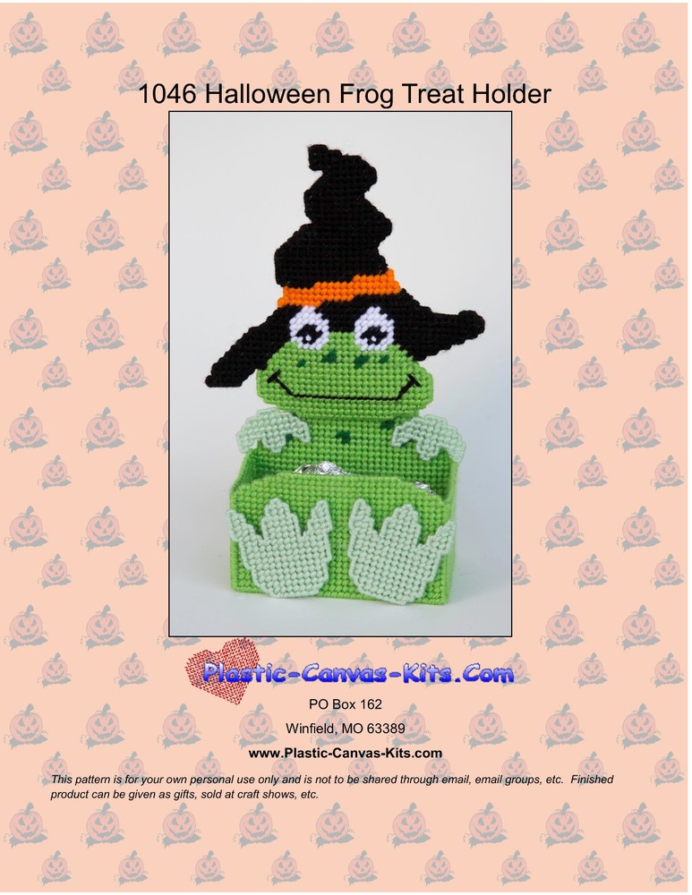 Witch Frog Treat Holder-Halloween- Plastic Canvas Pattern or Kit
