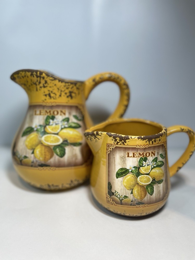 Rustic Fruit Lemon Pitcher & Creamer Gerson Int FOR DECOR ONLY