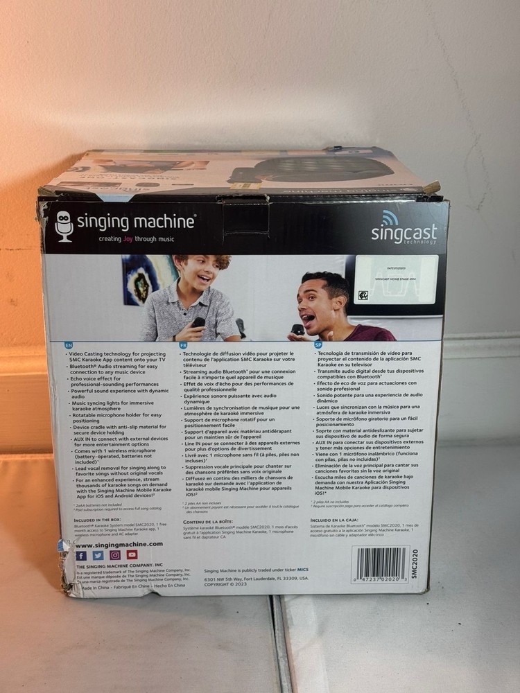 Singing Machine SingCast One Casting Bluetooth Karaoke System w/ wireless Mic.