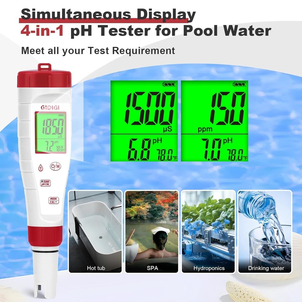 pH Tester,Digital pH Meter for Water,New Version TDS Meter for Drinking Water...