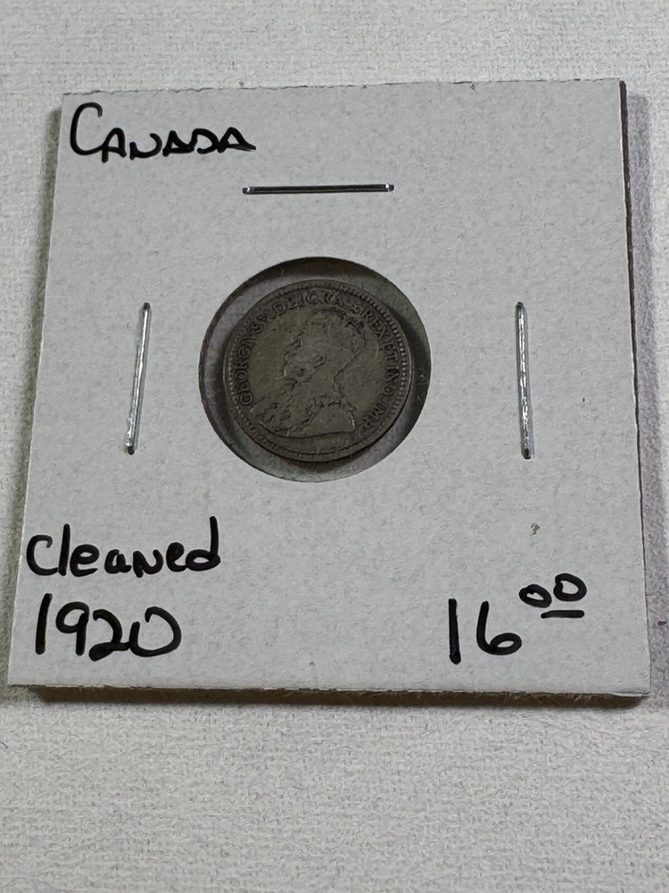 1920 Canada 5 Cents Small Silver Coin Cleaned