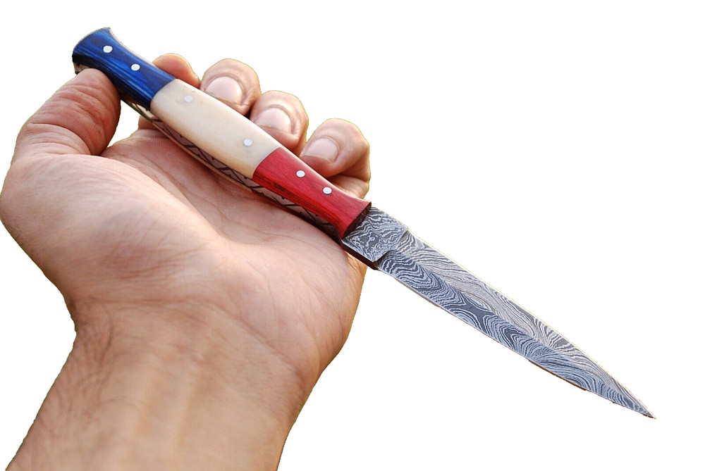 Toothpick Dagger knife Double edge Damascus Blade Boot knife