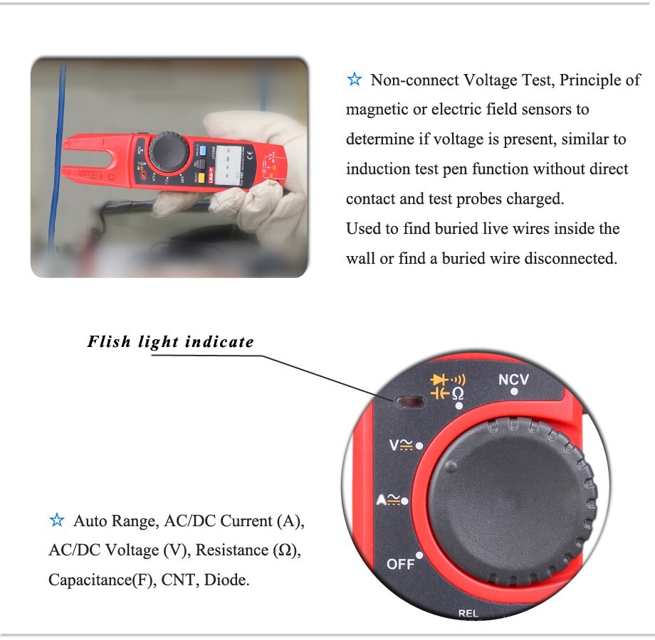 UT256B 200A Fork Clamp Meter Voltmeter DC Current Capacitance NCV Measurement