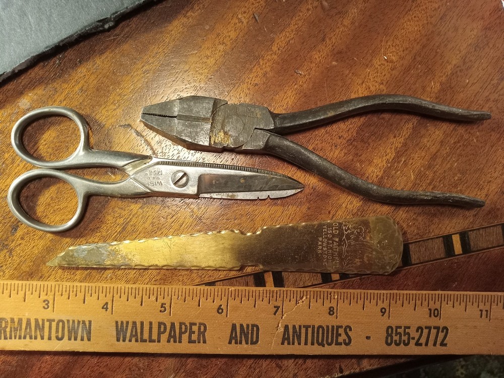 vntage misc random tool lot red devil pliers wiss scissors letter opener utility