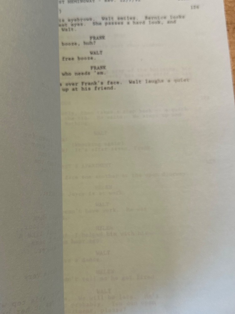 Wrestling Ernest Hemingway MOVIE ORIGINAL SCREENPLAY SCRIPT