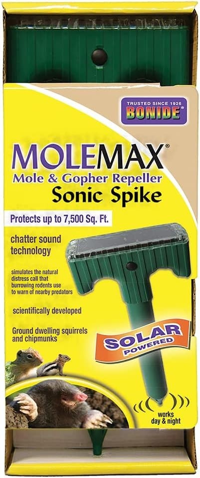 (12) Molemax Sonic Spike Solar Powered Mole and Gopher Repeller Bonide BND61121
