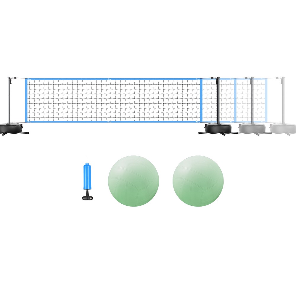 Pool Volleyball Net Set with Light and Weighted Base 15ft-32ft Length Adjustable