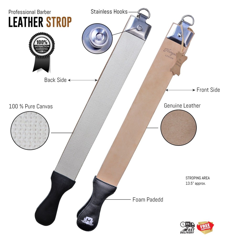 Barber's Genuine Leather Strop Belt Professional Straight Razor Sharpener Strap