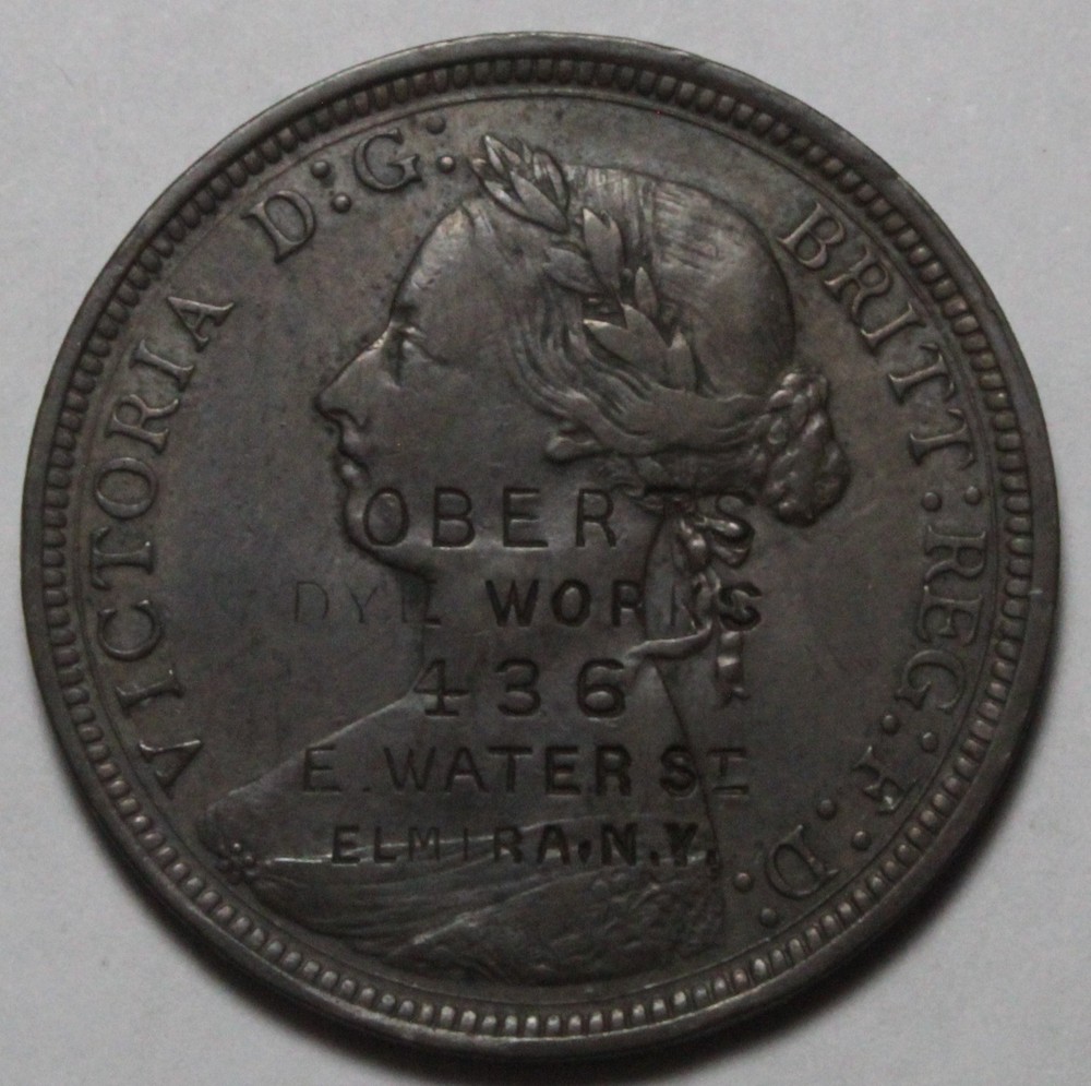 1890 Great Britain Half Cent Counterstamp FG209