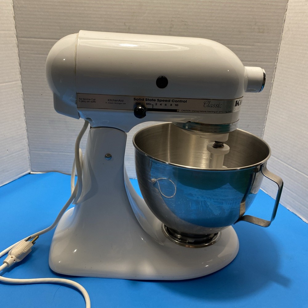 KitchenAid K45SSWH 10 Speed Mixer Bundle Tested Working