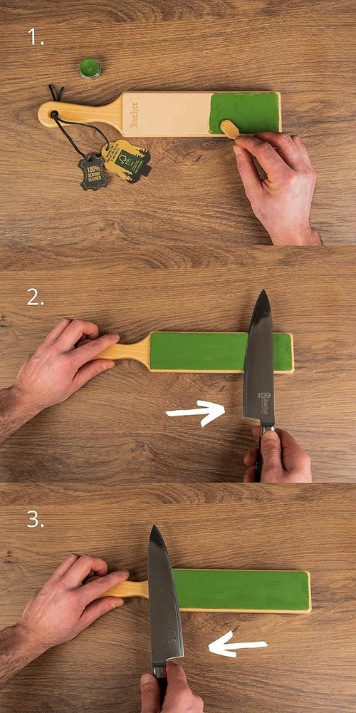 Bacher Premium Leather Strop for Knife Sharpening with Polishing Compound