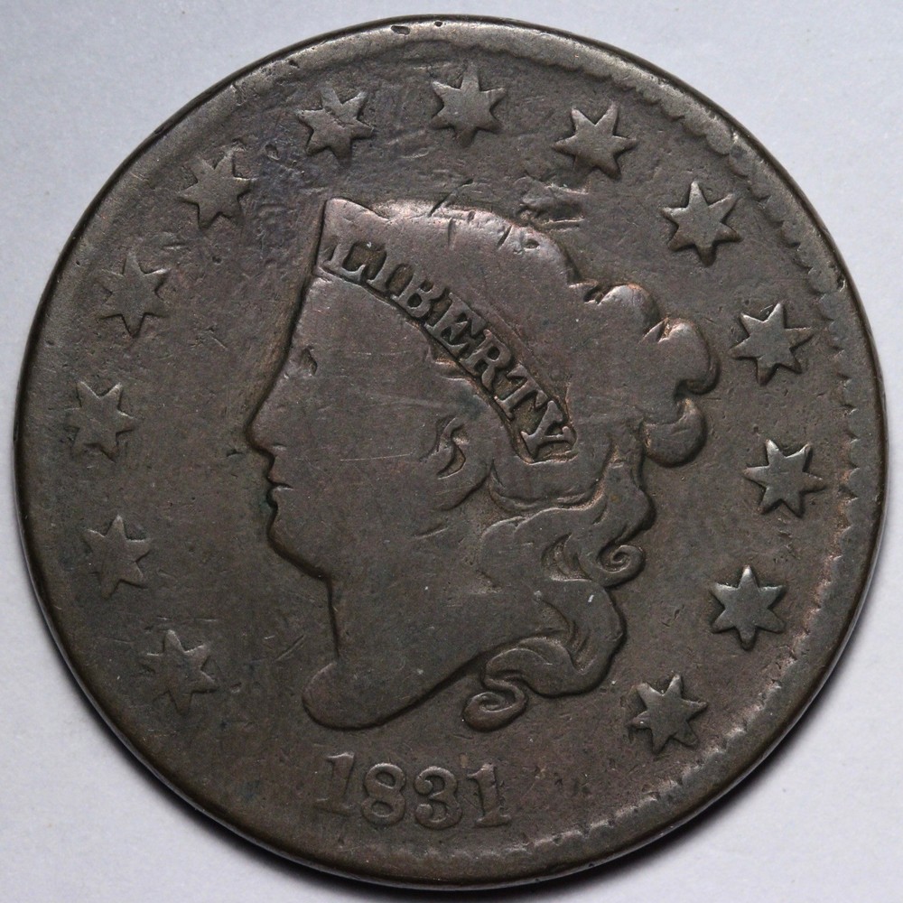 1831 Coronet Head Large Cent FINE E107 GJNM