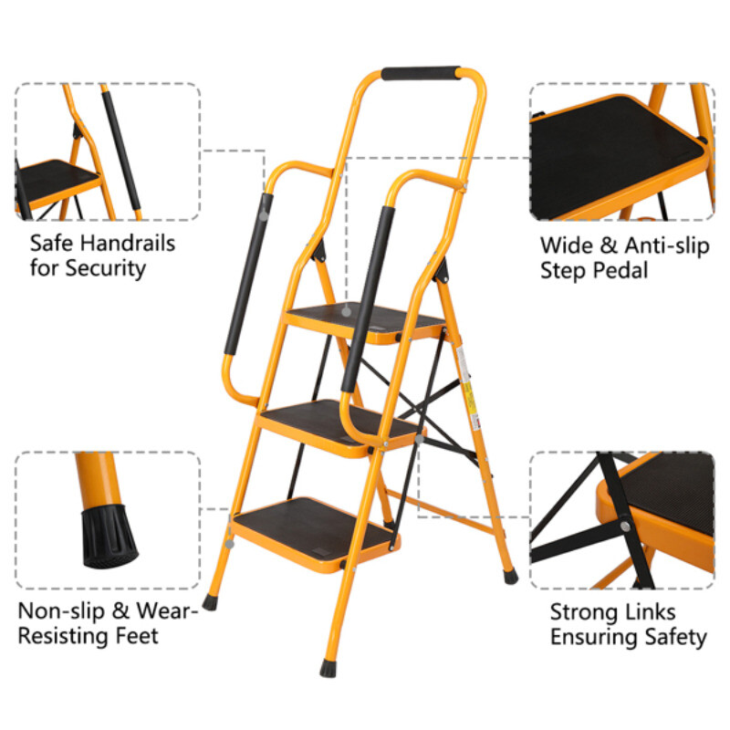 Foldable Ladder 3 Step Ladder Portable Lightweight Step Stool