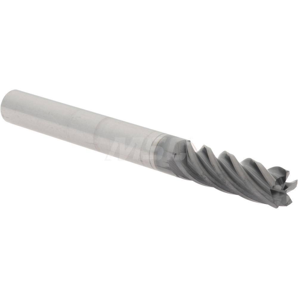 Accupro 1/4" Diam 5 Flute Single End Solid Carbide 0.015" Corner Radius End M...