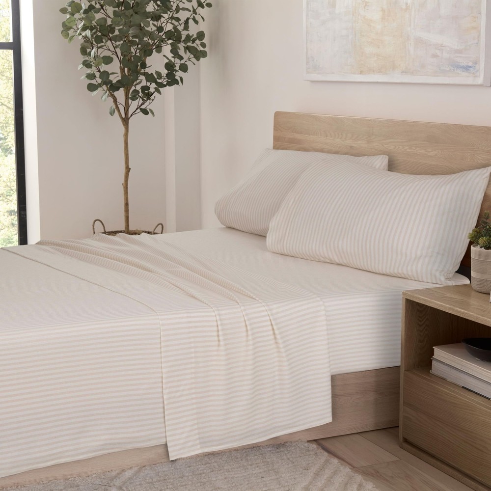 Aster Jersey Set - 4 Piece Queen Size Bed Sheets - Cotton Blend - Durable, De...