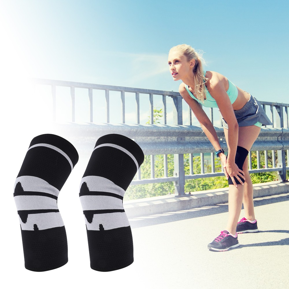 Horizontal Stripe Knee Pads Medium Black Gray 1 Pc