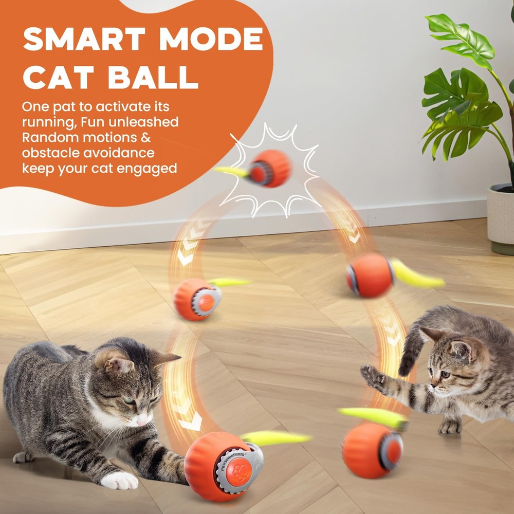 Interactive Smart Cat Toy - Automatic Moving Ball with Rechargeable Tail