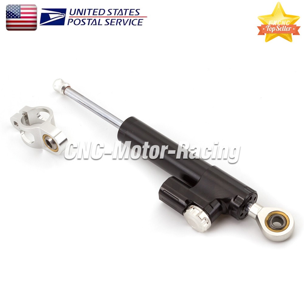 CNC Adjustable Steering Damper Stabilizer Linear Universal 255mm Aluminum Black