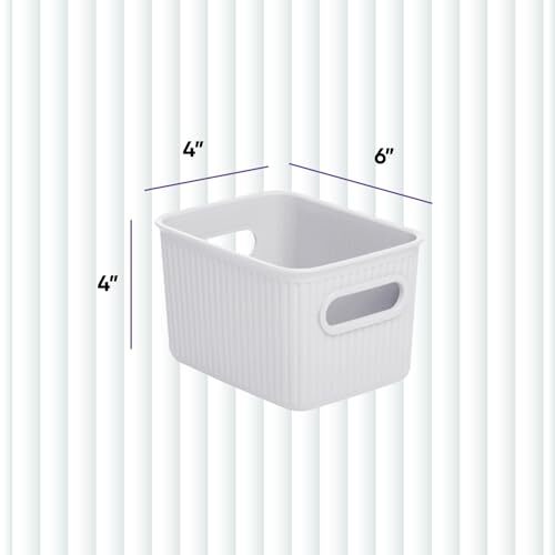 Superio 1.5 L Mini Ribbed Storage Bin- Plastic Storage Bin (White Smoke, 8 Pack)